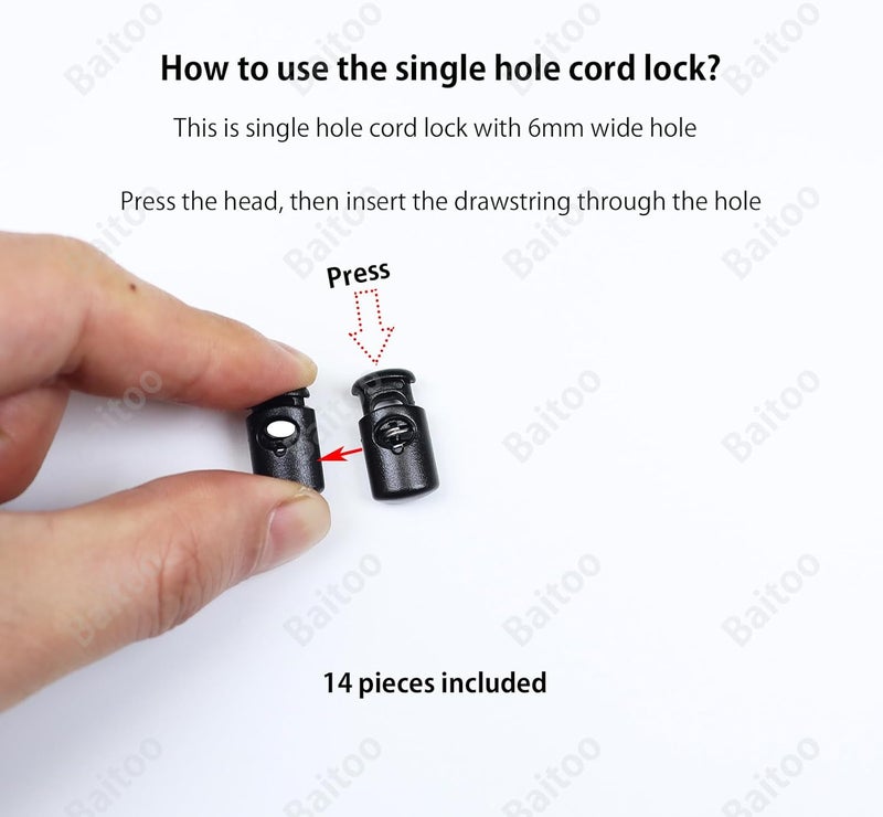 Baitoo Toggles for Drawstrings,Double and Single Hole Spring Cord Locks Toggles Cord Plastic Ends Stopper for Paracord Rope - Image 3